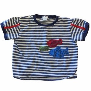 3/15 Kids Sale! Le Top Navy Stipe Fish Tee Shirt